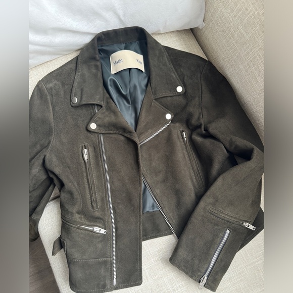 Matin Kim suede jacket - dark ash green color - Picture 7 of 9